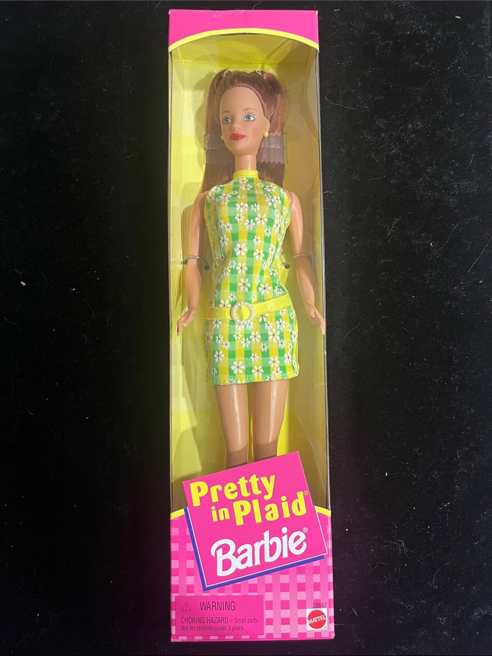 NRFB Vintage 1998 Pretty in Plaid Barbie Doll (Dark Brunette Variant) #20667